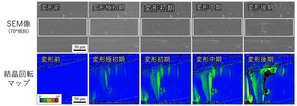 図　Mg-Zn-Y LPSO合金におけるキンク形成過程